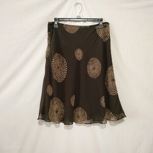 Ann Taylor Size 8 Silk Lined Skater Style Brown Abstract Pattern Skirt